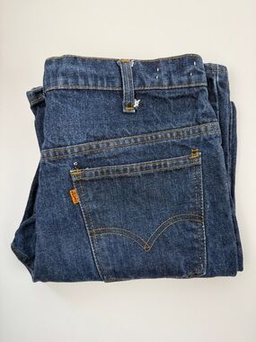 Vintage Orange tab , dead Stock Levi's Men's Dark Blue Straight-Leg Denim Jeans